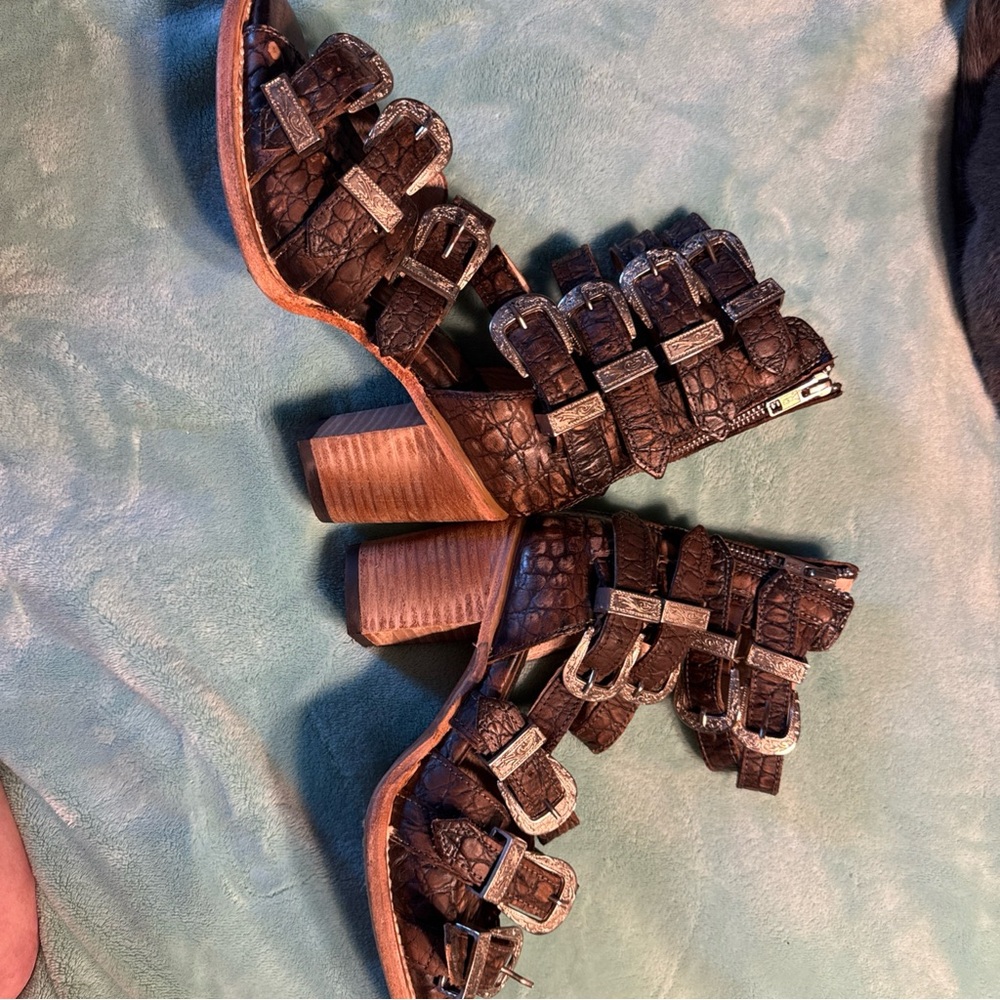 Freebies Crocodile skin strappy Heeled Sandals